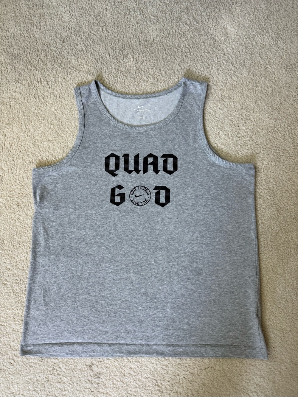 NIKE Tee DRI-FIT Quad God Gray Tank Size Large